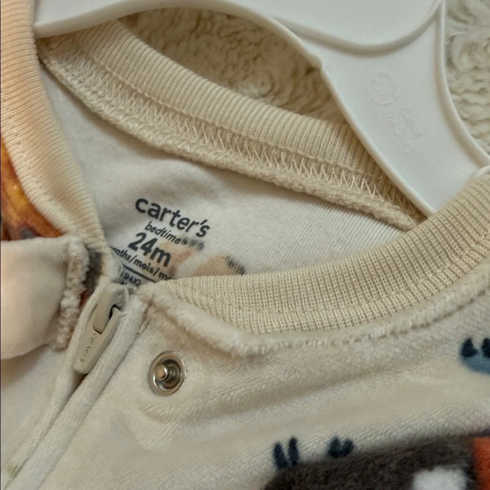 Carter's White and Cream Animal Print Sleepers